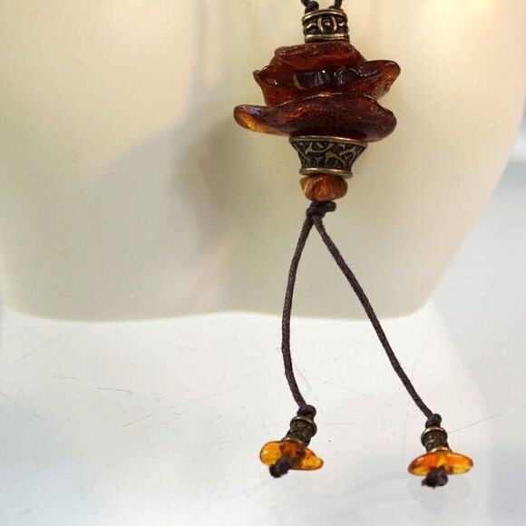 Natural Baltic Amber Pendulum Styled Pendant Necklace - Picture 6 of 10